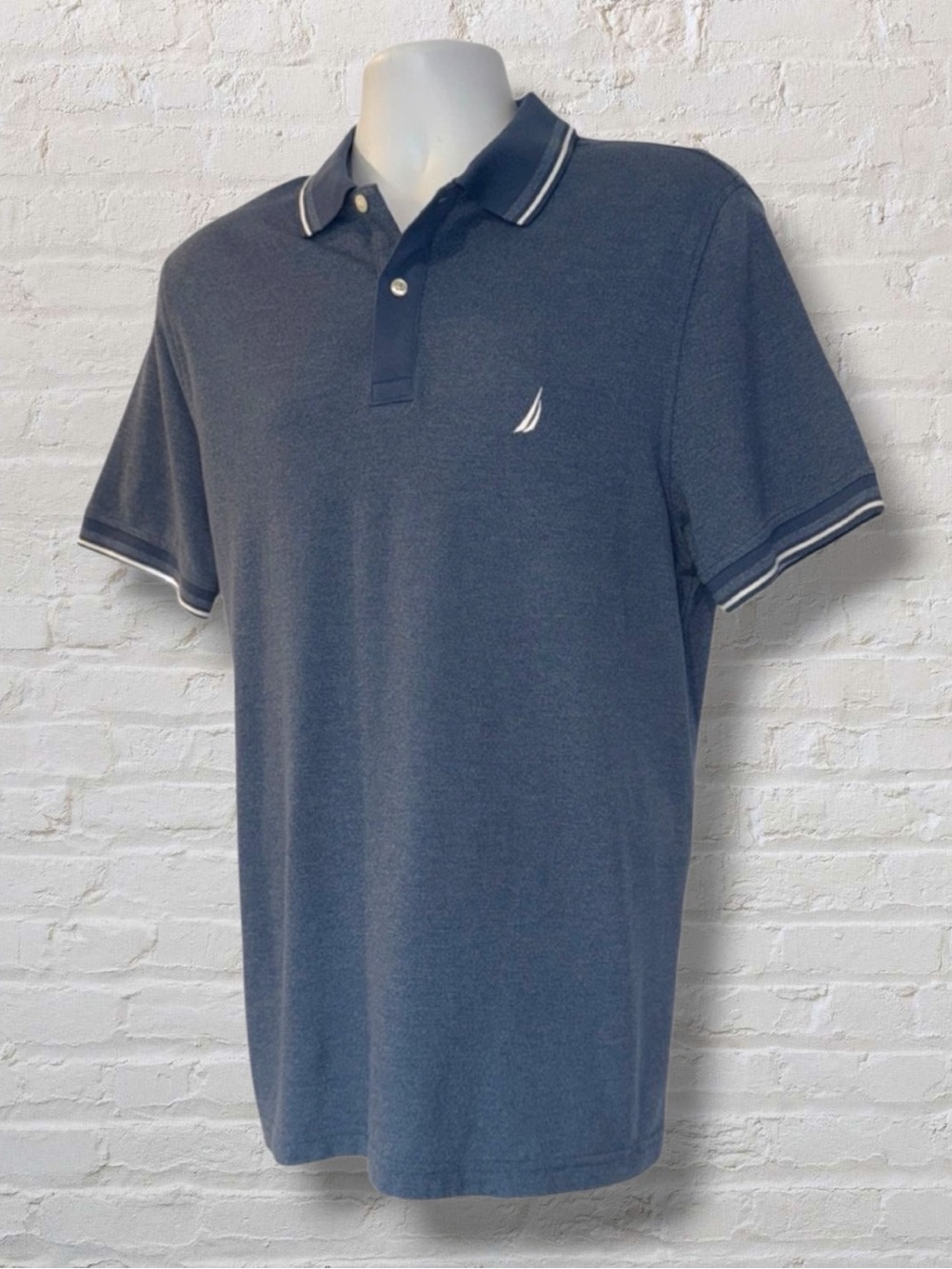Nautica Men’s Polo Shirt Blue Size Large Cotton Blend